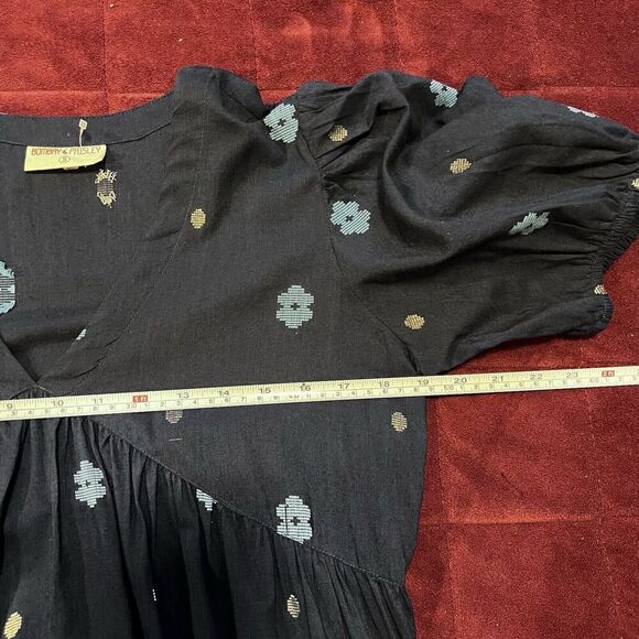 Bombay Paisley Babydoll Dress Embroidered Floral Puff Sleeve Size Small Boho - Picture 8 of 9